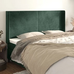 Testiera Ad Orecchio Verde Scuro 163x16x118/128 Cm İn Velluto /