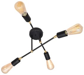 Lampadario a plafone ROSETTE 4xE27/15W/230V nero/dorato