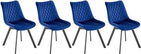 Set di 4 sedie K520 in velluto blu navy