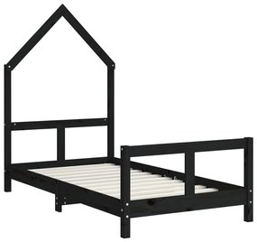 Giroletto per bambini nero 80x160 cm in legno massello di pino