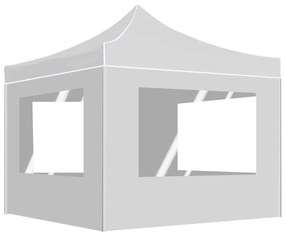 Gazebo Pieghevole Con Pareti Alluminio 2x2 M Bianco /