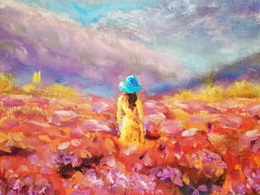 Stampa su tela – Ragazza in abito giallo