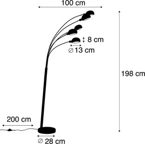 Lampada da terra intelligente nera 5 luci incl. Wifi B35 - Sixties