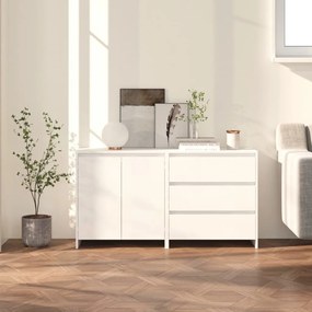 Credenze 2 Pz Bianche İn Legno Multistrato /