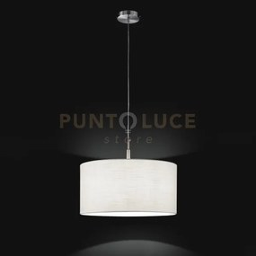 Round hotel sospensione 1 luce cromo con paralume in tessuto bianco...