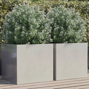 Fioriere 2 Pz Argento 49x47x46 Cm İn Acciaio Inox /