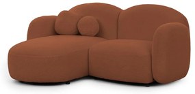 Divano angolare color terracotta (con penisola a sinistra/con chaise lounge) con rivestimento in bouclé Orbit – Ropez