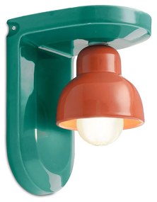Applique Vintage Decò Berimbau Ceramica Turchese E Arancio Pokè 1 Luce E27