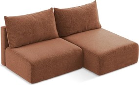 Divano angolare color mattone allungabile/con contenitore (con penisola a destra) Kalena – Makamii