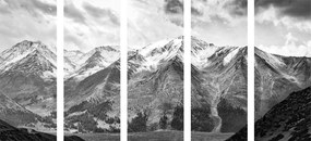 Quadri 5 pezzi – Splendido panorama montano in bianco e nero