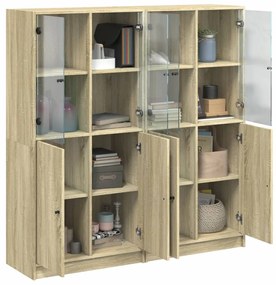 Libreria ante rovere sonoma 136x37x142 cm in legno multistrato