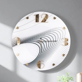 Orologio da Parete Rotondo VORTE Ř 65 cm - Vetro Bianco con Design nero