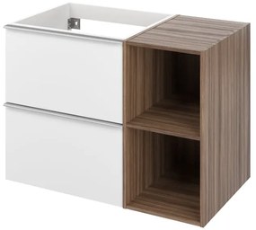 Mobile da bagno sospeso sotto lavabo Vague L 80 x H 55 x P 45 cm bianco laminato opaco, 2 cassetti SENSEA