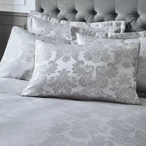 Set copripiumino e federa grigio in tessuto damascato per letto matrimoniale e per letto esteso 230x220 cm Damask Jacquard – Catherine Lansfield