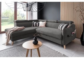 Divano letto angolare in velluto grigio scuro (angolo sinistro) Sweet Harmony - Miuform