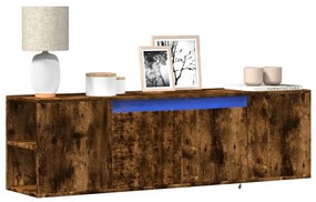 Mobile Tv A Parete Con Luci Led Rovere Fumo 135x31x39,5 Cm /
