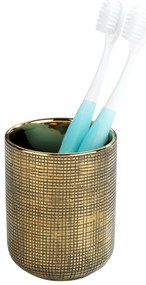 Tazza per spazzolino da denti in ceramica dipinta a mano, color oro Rivara - Wenko
