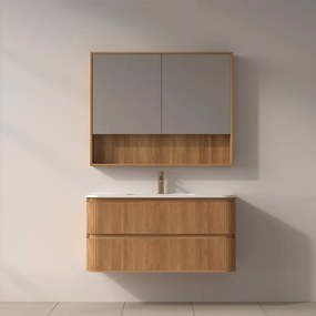 Mobile bagno cannettato 100 cm con lavabo in ceramica | KAM-NORTH-100C - KAMALU