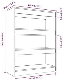 Libreria/Divisorio Grigio Sonoma 80x30x103 cm Legno Multistrato