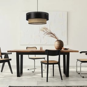 Lampada a sospensione con cavo BORHO 1xE27/60W/230V nero/iuta