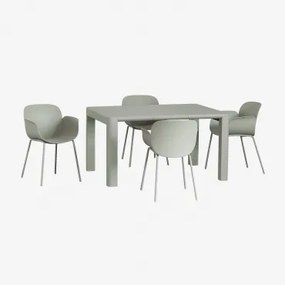 Set tavolo rettangolare Arnadine (140x100 cm) e 4 sedie da giardino - Sklum