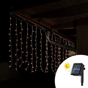 Tenda luminosa decorativa con pannello solare 3 metri 114 Led Bianco Caldo altezza 60cm da esterno Wisdom