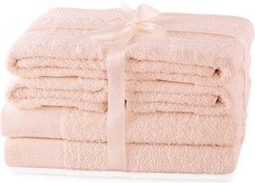 Set di asciugamani per viso e corpo tipo terry rosa chiaro in cotone 6 pz Amari – Restilo