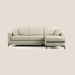 Kafka divano letto angolare in morbido tessuto impermeabile T02 panna 282 cm sinistro (mat. 140x197)