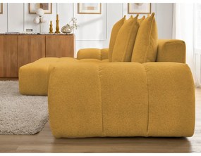 Divano angolare color senape allungabile e con contenitore (penisola a sinistra/chaise lounge) con rivestimento in ciniglia Everest – Bobochic Paris