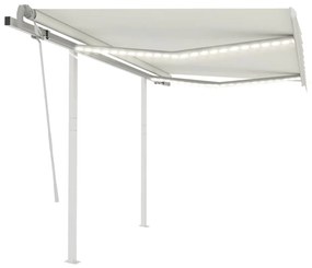 Tenda Da Sole Retrattile Manuale Con Led 3,5x2,5 M Crema /