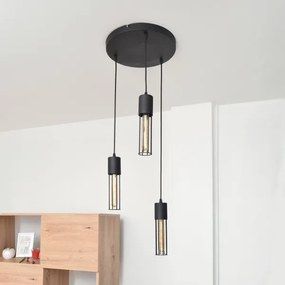 Lampadario a sospensione con filo MELODY 3xE27/15W/230V nero