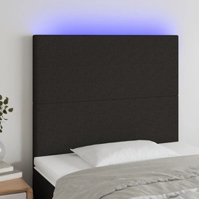 Testiera A Led Nera 100x5x118/128 Cm İn Tessuto /