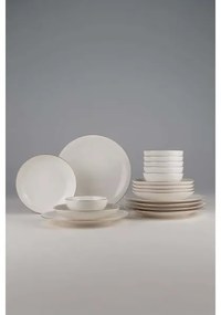 Servizio di piatti 18 pezzi in porcellana bianca con dettagli in rame