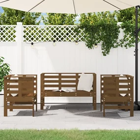 Set salotto da giardino 3 pz miele in legno massello di pino