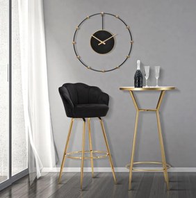 Sgabello Bar Vienna Nero 55x53x110 cm Spugna e Tessuto e Metallo Nero e Oro...