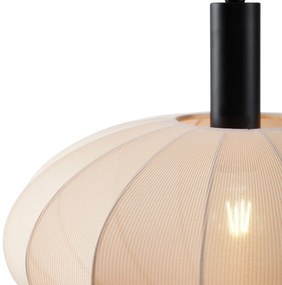 Lampada a sospensione Japandi nera con paralume in tessuto marrone a 3 luci - Bida