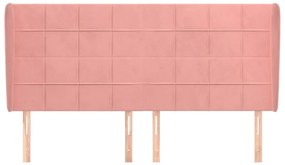 Testiera ad orecchio rosa 183x23x118/128 cm in velluto
