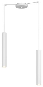 Lampadario Industrial-Minimal Xeana Metallo Bianco 2 Luci Gu10