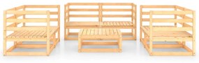 Set Divani da Giardino 7 pz con Cuscini Legno Massello di Pino