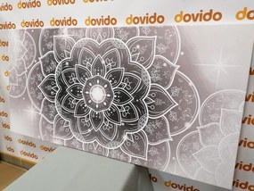 Stampa su tela – Mandala orientale in bianco e nero