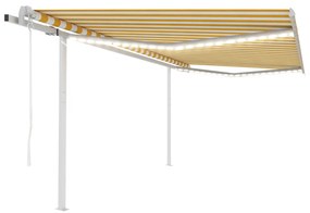 Tenda Automatica Con Sensore Vento Led 4,5x3 M Gialla E Bianca /