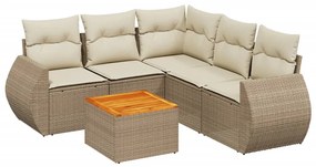 Set divano da giardino 6 pz con cuscini beige in polyrattan