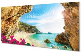 Quadro acrilico Fiori delle scogliere della Grecia Coast 100x50 cm