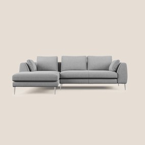 Plano divano moderno angolare con penisola in microfibra smacchiabile T11 grigio