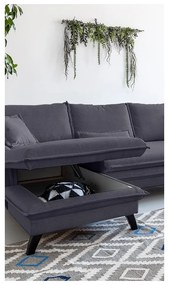 Divano letto a U antracite, angolo destro Charming Charlie - Miuform