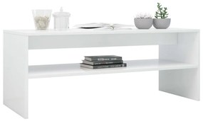 Tavolino da Salotto Bianco Lucido 100x40x40cm Legno Multistrato