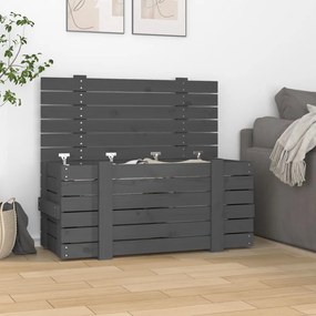 Contenitore Portaoggetti Grigio 91x40,5x42 Cm Massello Di Pino /