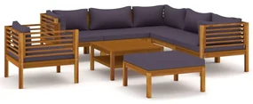 Set divani da giardino 8 pz con cuscini in massello di acacia