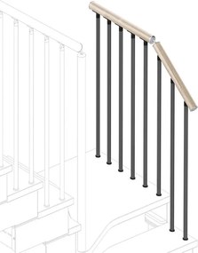 Balaustra in kit IRIS Gala in legno grigio antracite, corrimano in legno bianco, L 120 cm fissaggio a pavimento