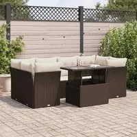 Set Divani da Giardino 7 pz con Cuscini Marrone in Polyrattan 3326114